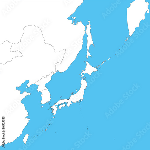日本と周辺国の白地図