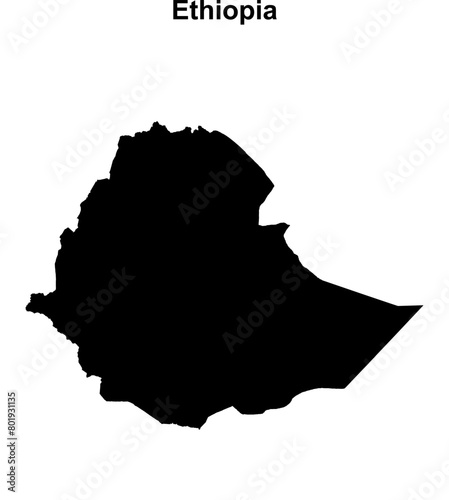 Ethiopia blank outline map design