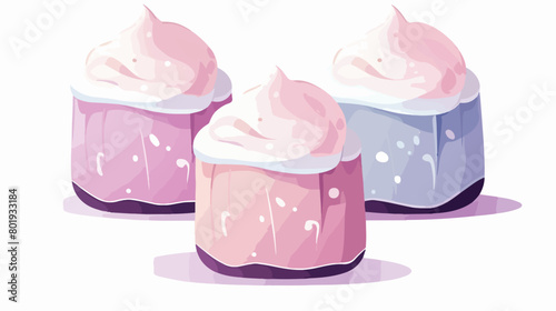 Tasty sweet marshmallows on white background Vector illustration