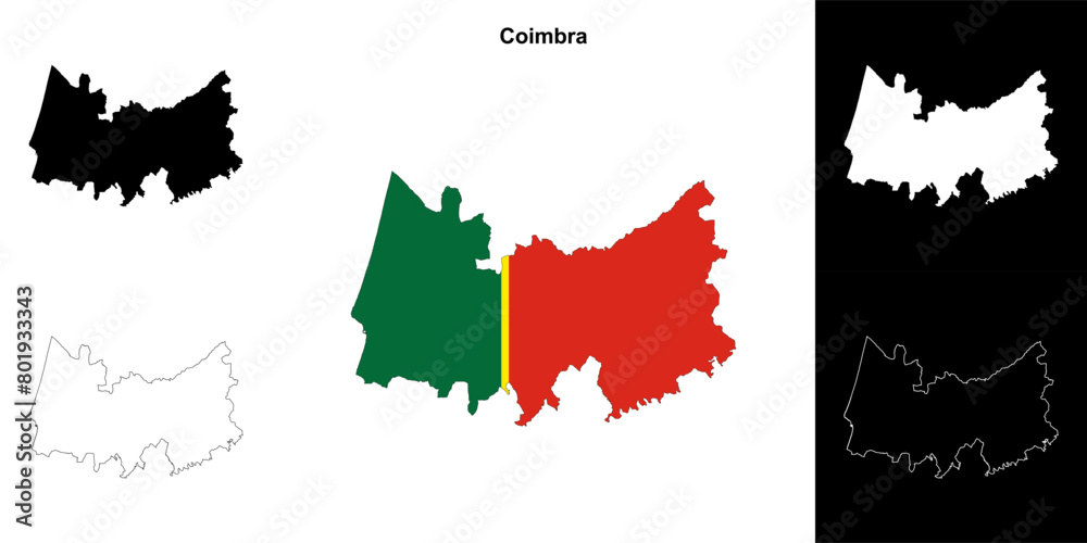 Coimbra district outline map set Coimbra district outline map set