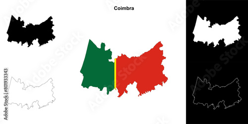 Coimbra district outline map set photo