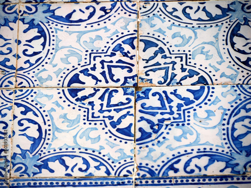 Aveiro, Portugal, Portuguese tiles Azulejo. Traditional pattern of decorating house exterior walls Aveiro, Portugal, Portuguese tiles Azulejo. Traditional pattern of decorating house exterior walls