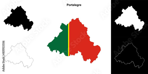 Portalegre district outline map set