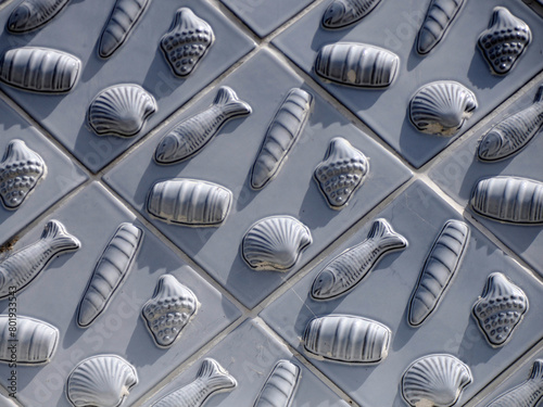 Wallpaper Mural Aveiro, Portugal, Portuguese tiles Azulejo. Traditional pattern of decorating house exterior walls Torontodigital.ca