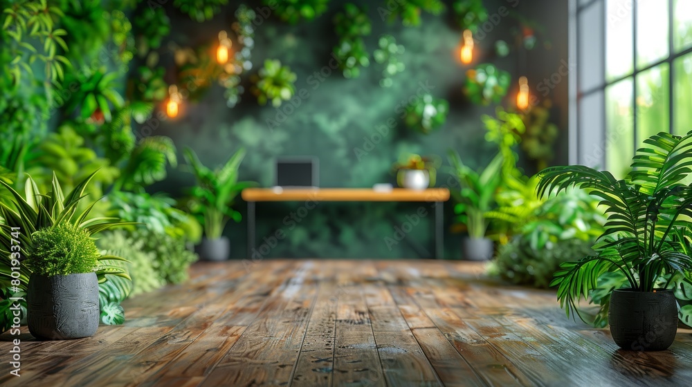 Modern Office Space with Greenery for Remote Work Generative AI