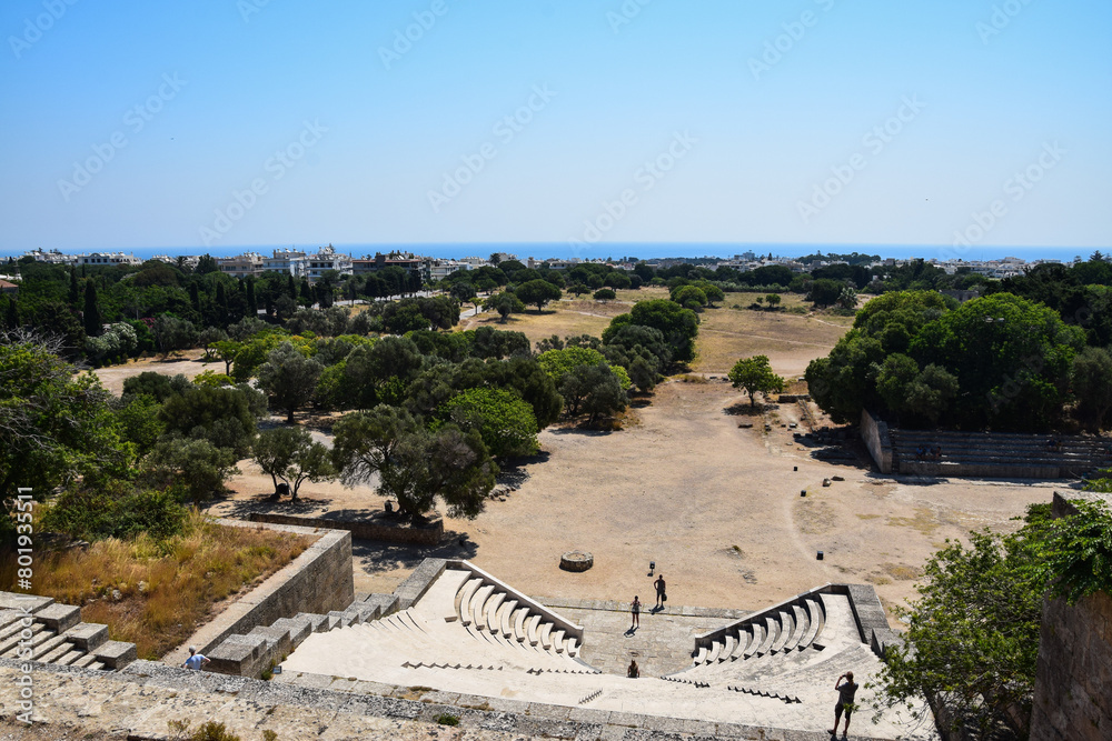 an ancient stadium on the island of Rhodes. Ancient finds summer day, vacation	