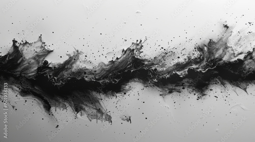 Black Paint Splatter on White Background Generative AI