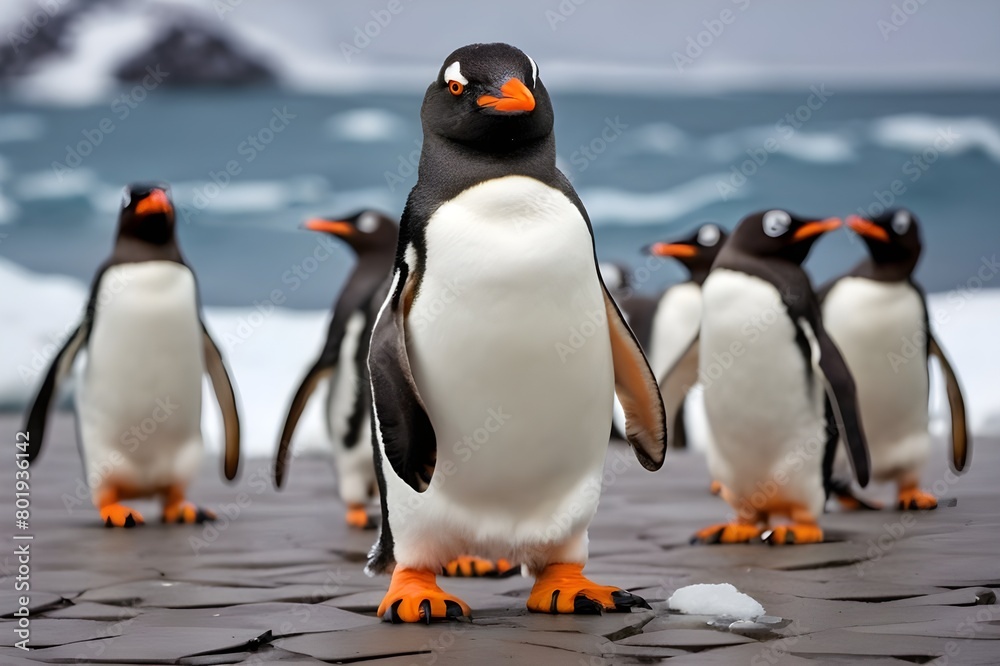 Fototapeta premium beautiful King Penguin Generative AI 