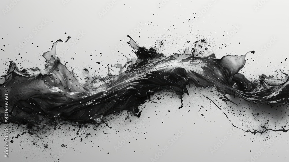 Black Paint Splatter on White Background Generative AI Black Paint Splatter on White Background Generative AI