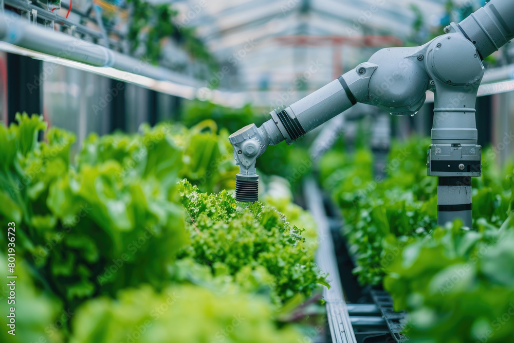 A vegetable greenhouse utilizing high-tech robotic automation technology.

