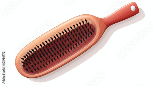 Hairbrush on white background top view Vector illustration