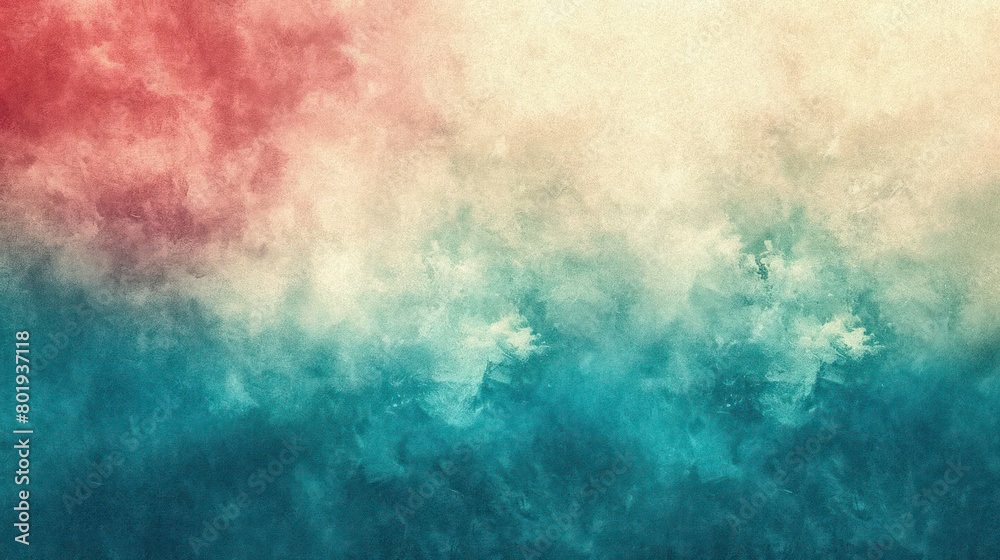 Tranquil Tones: Subtle Gradient in Teal Blue, Ivory White, and Crimson Red