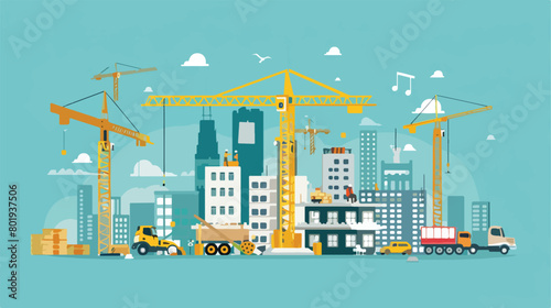 Under construction over blue background vector illustration