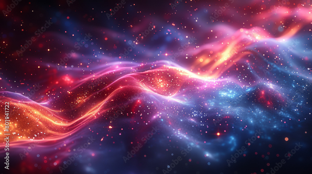 Fototapeta premium Celestial Symphony: Vibrant Cosmic Clouds and Glowing Nebulae