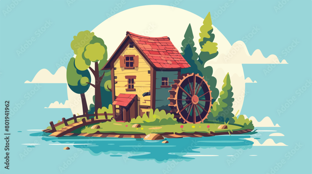 Water mill icon Vector illustration. Vector style vector