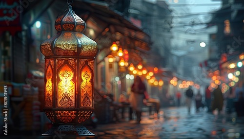 Eid mubarak and eid al-adha banner with ramadan islamic lantern