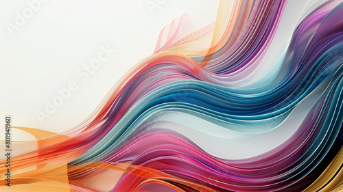 Abstract patterns of wavy color unfolding over a blank white background, offering a mesmerizing visual experiencehk