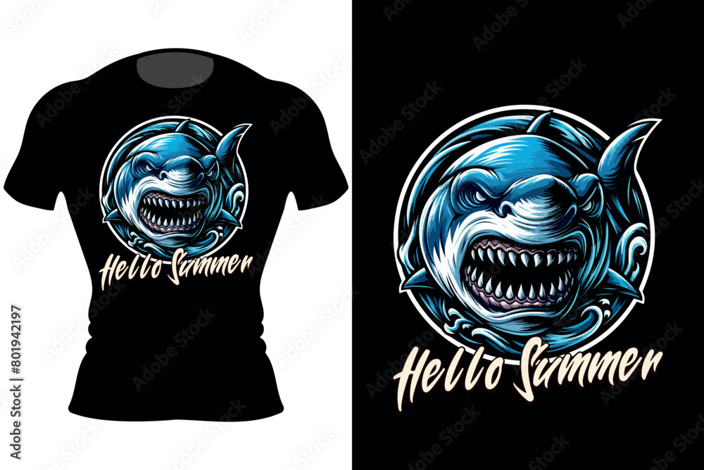 Fototapeta premium Summer t-shirt trendy design vector illustration EPS-10, Generative Ai