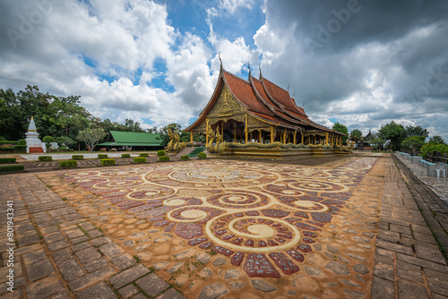 Wat Sirindhorn Wararam or Wat Phu Prao, also known as the Glow Temple, features painted fluorescent images on the walls and floor and is located in Sirindhorn, Ubon Ratchathani, Thailand © Around Ball