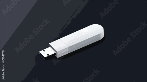 White USB flash drive on dark background Vector illustration