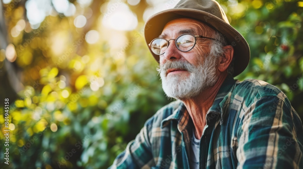 A retiree enjoying a comfortable lifestyle due to prudent financial choices made earlier in life. Copy Space A retiree enjoying a comfortable lifestyle due to prudent financial choices made earlier in life. Copy Space