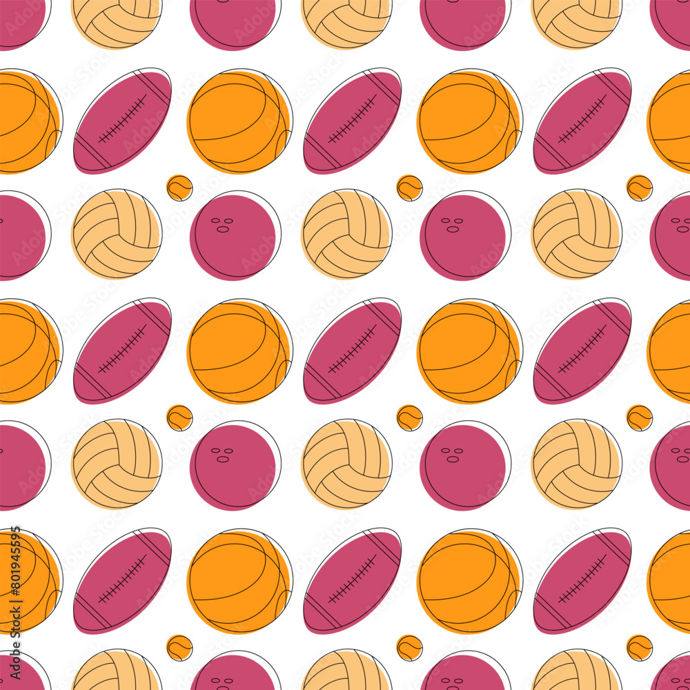 Vector Sports Balls Black and White Seamless Background Vector Sports Balls Black and White Seamless Background