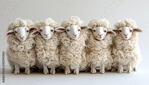 Feast of the Sacrif. Greeting card with wool lambs figures against a white background.  photo