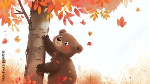 Playful Bear Cub Climbing S...