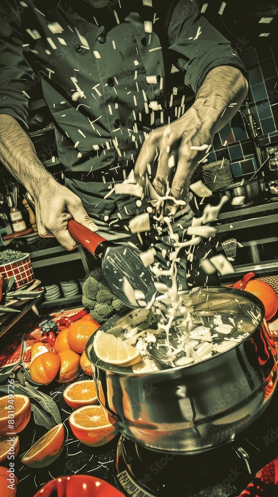 Fototapeta premium Cooking competition using festive ingredients, culinary battles, flavors of the New Year 169