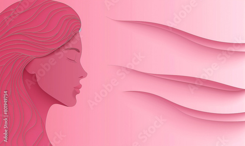 Simple modern pink background. Woman or mother day  pink color  blank banner illustration