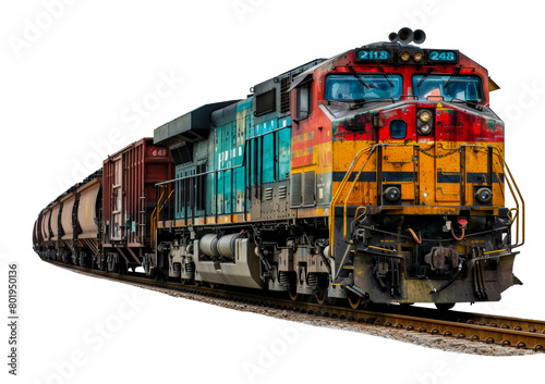 Freight train locomotive, cut out - stock png.