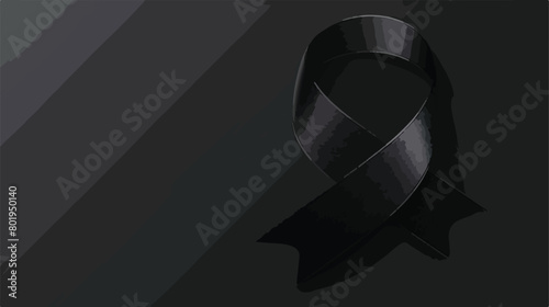 Black funeral ribbon on dark background Vector illustration photo