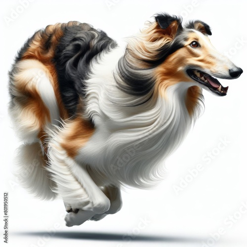 Image of isolated borzoi against pure white background, ideal for presentations 