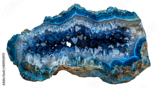 Geode rock with crystalline interior, cut out - stock png.