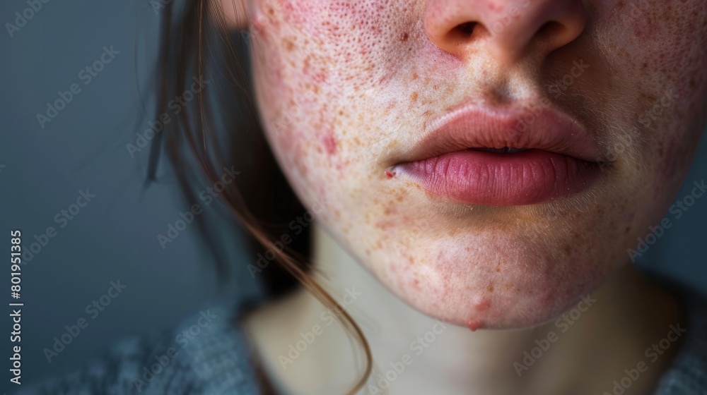 CloseUp of Flushed Face Symptom of Fever and Elevated Body