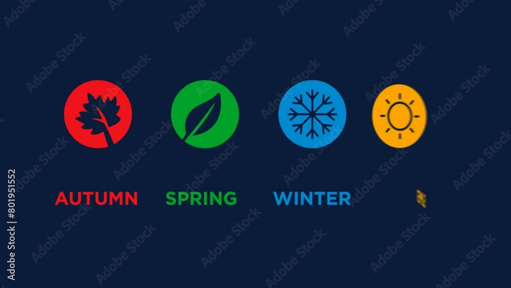 Four Season Symbol Winter Spring Autumn Summer Vector Illustration