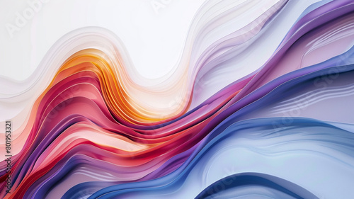  Abstract patterns of wavy color unfolding over a blank white background  offering a mesmerizing visual experience