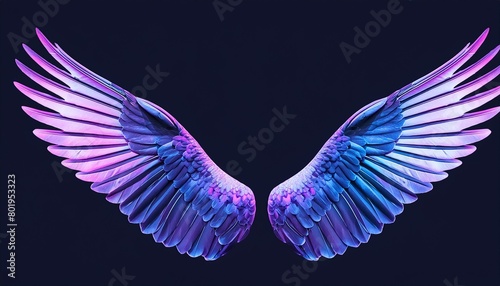 angel wings on black background, angel white wings isolated on background