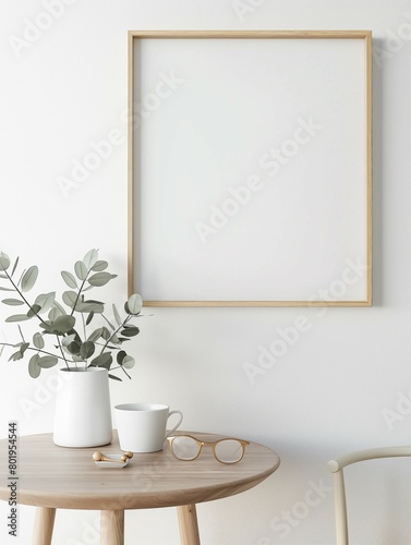 Frame mockup  simple and modern home interior design background  wall poster frame mockup  3d render