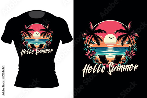Summer t-shirt trendy design vector illustration EPS-10, Generative Ai