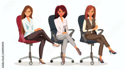 Women with sitting in office chair avatar character vector