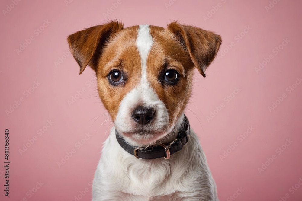 Russell Terrier puppy looking at camera, copy space. Studio shot. Russell Terrier puppy looking at camera, copy space. Studio shot.