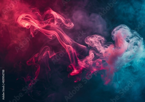 Abstract Colorful Smoke Swirls on Dark Background for Creative Designs