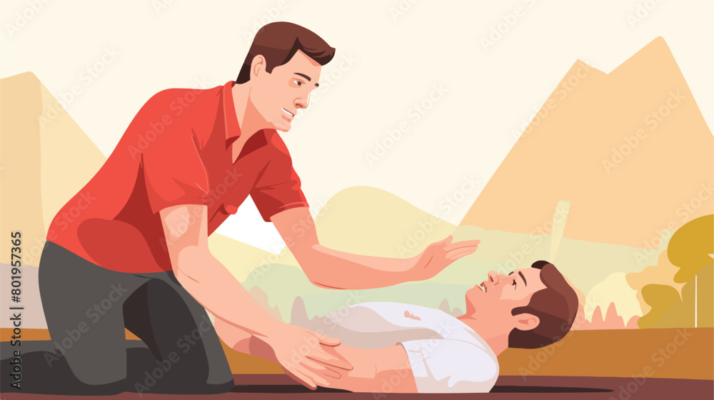 Instructor demonstrating CPR on man