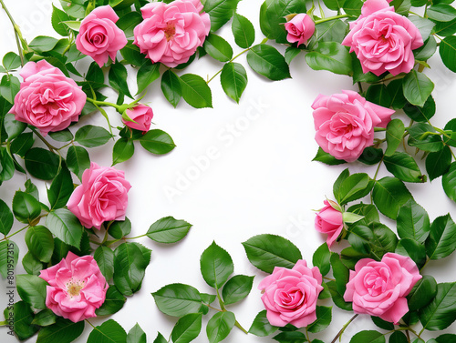 ピンクのバラのフレーム