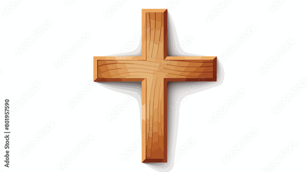 Wooden cross on white background Vector illustration.
