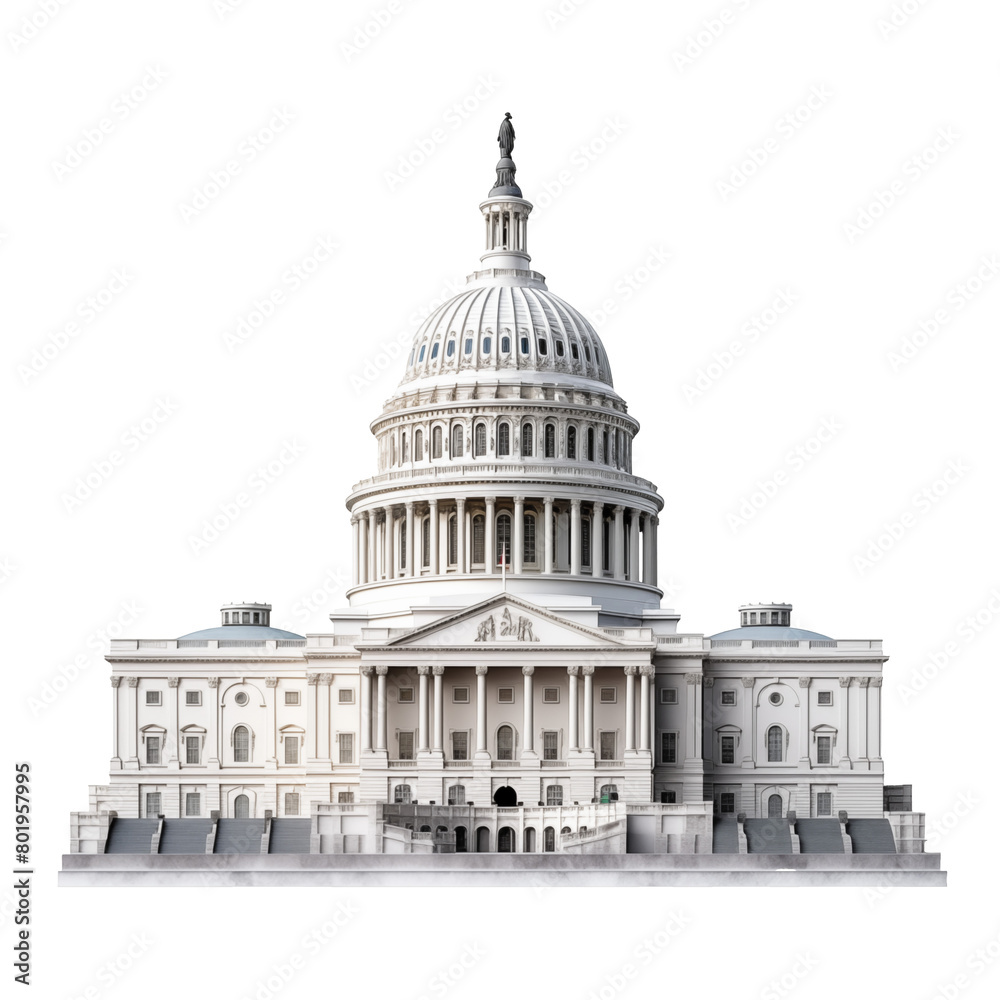 country capitol building isolated on white
