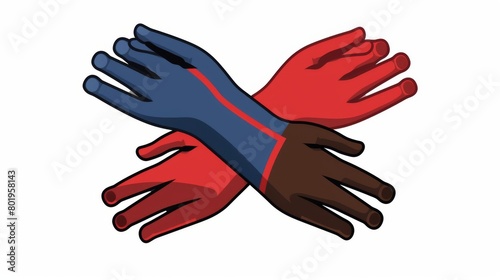 Professional Business Teamwork Flat Icon: Hands of Colleagues United for Success in Corporate Environment, Collaboration and Cooperation Concept for Websites and Apps