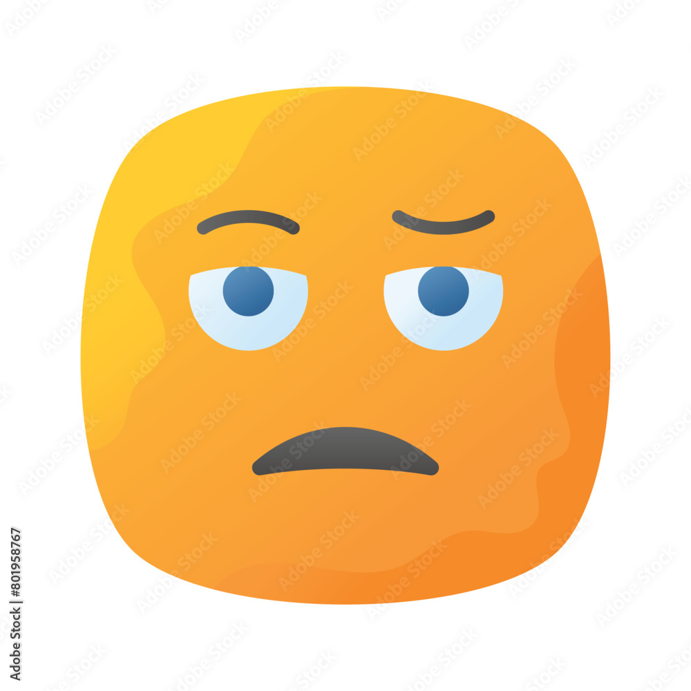 Bored face expression, icon of bored emoji, premium vector Bored face expression, icon of bored emoji, premium vector