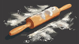 Wooden rolling pin and flour on dark background vector